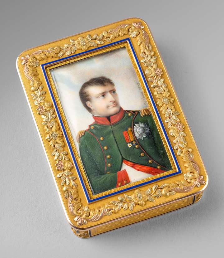 A German Gold, Enamel And Miniature Snuff Box